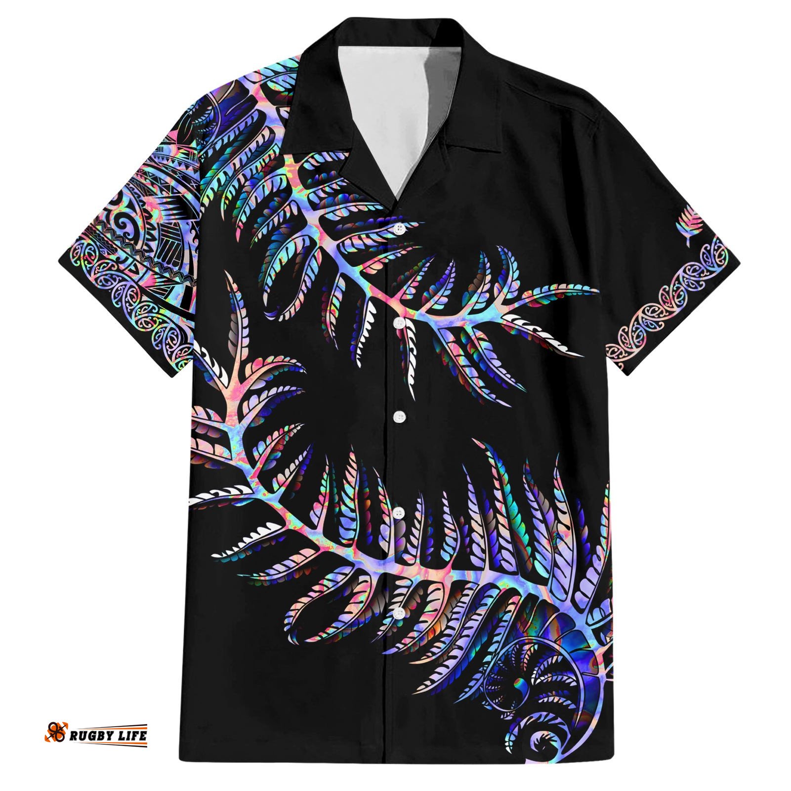 New Zealand Hawaiian Shirt Aotearoa Silver Fern Mixed Papua Shell Purple Vibe