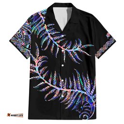 New Zealand Hawaiian Shirt Aotearoa Silver Fern Mixed Papua Shell Purple Vibe