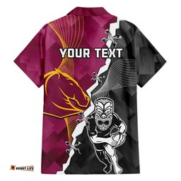 Personalised Warriors And Broncos Rugby Hawaiian Shirt Together Sporty Style