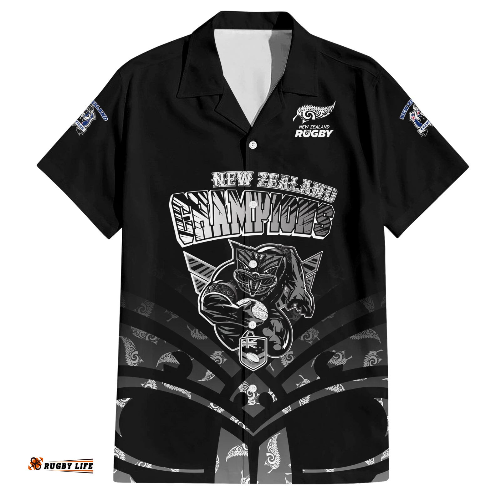 New Zealand Warriors and All Black Hawaiian Shirt Go Champions
