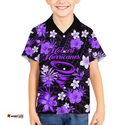 Australian Hurricanes Cricket Hawaiian Shirt Baeuty Pacific Hibiscus and Polynesian Pattern