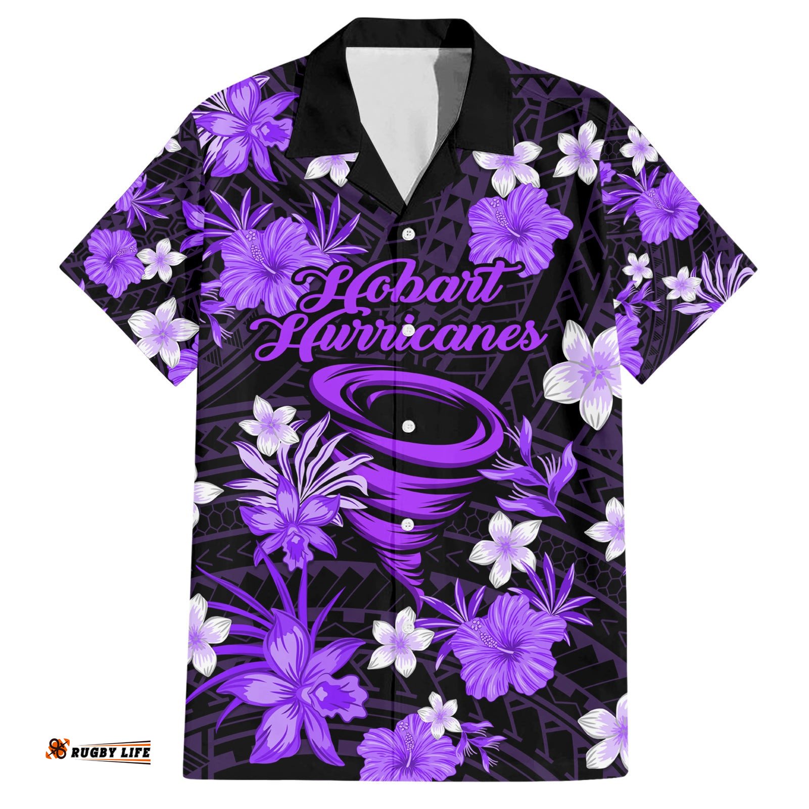 Australian Hurricanes Cricket Hawaiian Shirt Baeuty Pacific Hibiscus and Polynesian Pattern