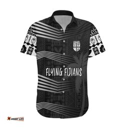 Personalised Fiji Rugby Hawaiian Shirt Kaiviti WC Jersey Replica Black