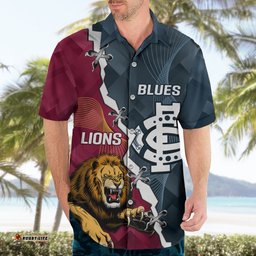 Personalised Lions And Blues Football Hawaiian Shirt Together Sporty Style