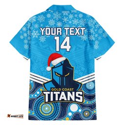 Custom Titans Rugby Christmas Hawaiian Shirt Merry Xmas Mix Aboriginal Art