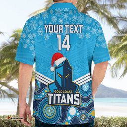 Custom Titans Rugby Christmas Hawaiian Shirt Merry Xmas Mix Aboriginal Art