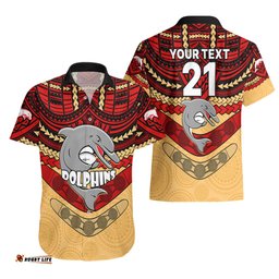 Custom Dolphins Rugby Hawaiian Shirt Polynesian and Aboriginal Vibe