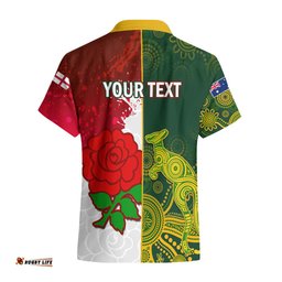 Personalised Australia And England Rugby Hawaiian Shirt Indigenous Wallabies With Red Roses Sporty Version