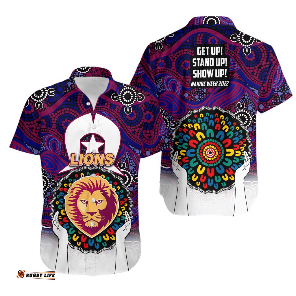Lions Australian Football Hawaiian Shirt NAIDOC Week