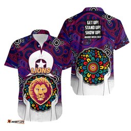 Lions Australian Football Hawaiian Shirt NAIDOC Week