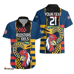 Custom NRL Eels Combine Roosters Rugby Hawaiian Shirt Sporty Style