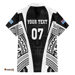 Personalised Fiji Rugby Hawaiian Shirt World Cup History Makers Black Ver