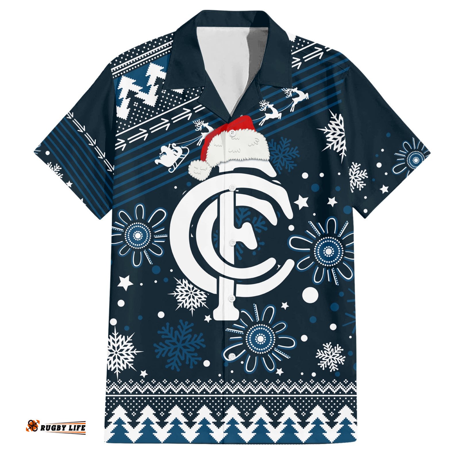 Custom Carlton Blues Football Hawaiian Shirt Christmas Vibe
