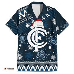 Custom Carlton Blues Football Hawaiian Shirt Christmas Vibe