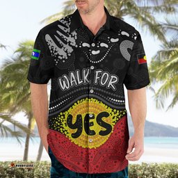 Personalised Australia Indigenous Hawaiian Shirt Walk For Yes Aboriginal Flag Style