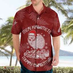 New Zealand Christmas Hawaiian Shirt Silver Fern Mix Kiwi Bird Ver01