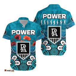Power ANZAC Hawaiian Shirt Port Adelaide Aboriginal Remember Them