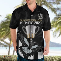 AFL Collingwood Hawaiian Shirt Magpies Premiers With Trophy Proud