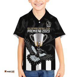 AFL Collingwood Hawaiian Shirt Magpies Premiers With Trophy Proud