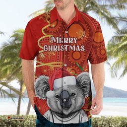 Personalised Australia Koala Christmas Hawaiian Shirt Aboriginal Art With Golden Wattle