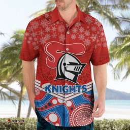 Custom Knights Rugby Christmas Hawaiian Shirt Merry Xmas Mix Aboriginal Art