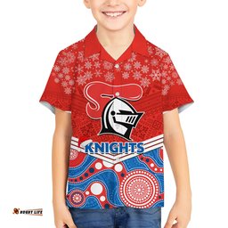 Custom Knights Rugby Christmas Hawaiian Shirt Merry Xmas Mix Aboriginal Art