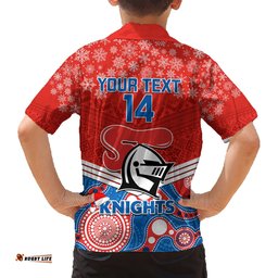 Custom Knights Rugby Christmas Hawaiian Shirt Merry Xmas Mix Aboriginal Art