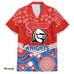 Custom Knights Rugby Christmas Hawaiian Shirt Merry Xmas Mix Aboriginal Art