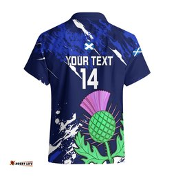 Custom Scotland Rugby Hawaiian Shirt World Cup Go Scottish Thistle Grunge Style