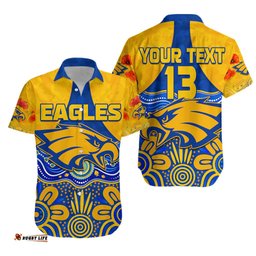 Custom Text and Number Eagles ANZAC Hawaiian Shirt West Coast Aboriginal Remember Them