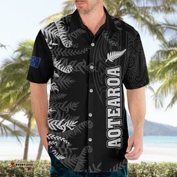 Personalised New Zealand Rugby Hawaiian Shirt Silver Fern Basic World Cup