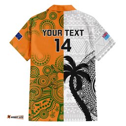 Custom Fiji And Australia Rugby Hawaiian Shirt World Cup Aboriginal Mix Tapa Pattern