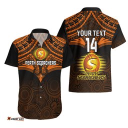 Custom Perth Scorchers Cricket Hawaiian Shirt Unique Indigenous Art Mix Polynesian Pattern