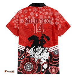 Custom Dragons Rugby Christmas Hawaiian Shirt Merry Xmas Mix Aboriginal Art
