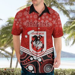 Custom Dragons Rugby Christmas Hawaiian Shirt Merry Xmas Mix Aboriginal Art