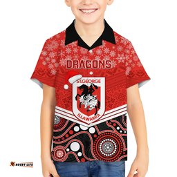 Custom Dragons Rugby Christmas Hawaiian Shirt Merry Xmas Mix Aboriginal Art