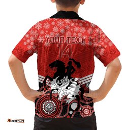 Custom Dragons Rugby Christmas Hawaiian Shirt Merry Xmas Mix Aboriginal Art