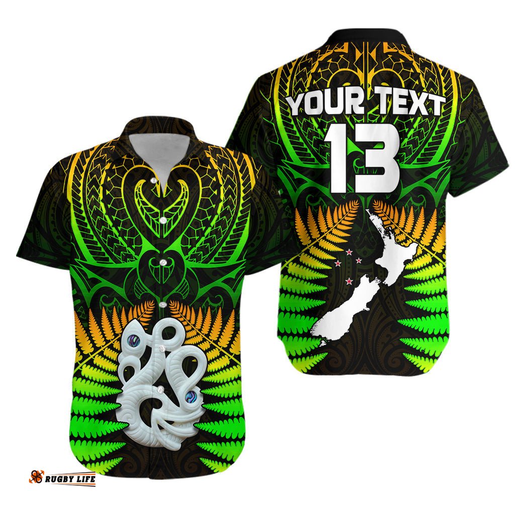 Custom Text and Number Aotearoa Fern Hawaiian Shirt New Zealand Hei Tiki Special Style