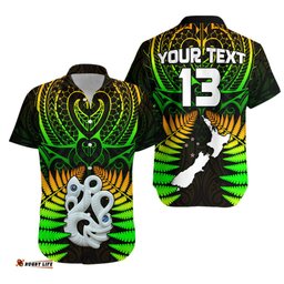 Custom Text and Number Aotearoa Fern Hawaiian Shirt New Zealand Hei Tiki Special Style