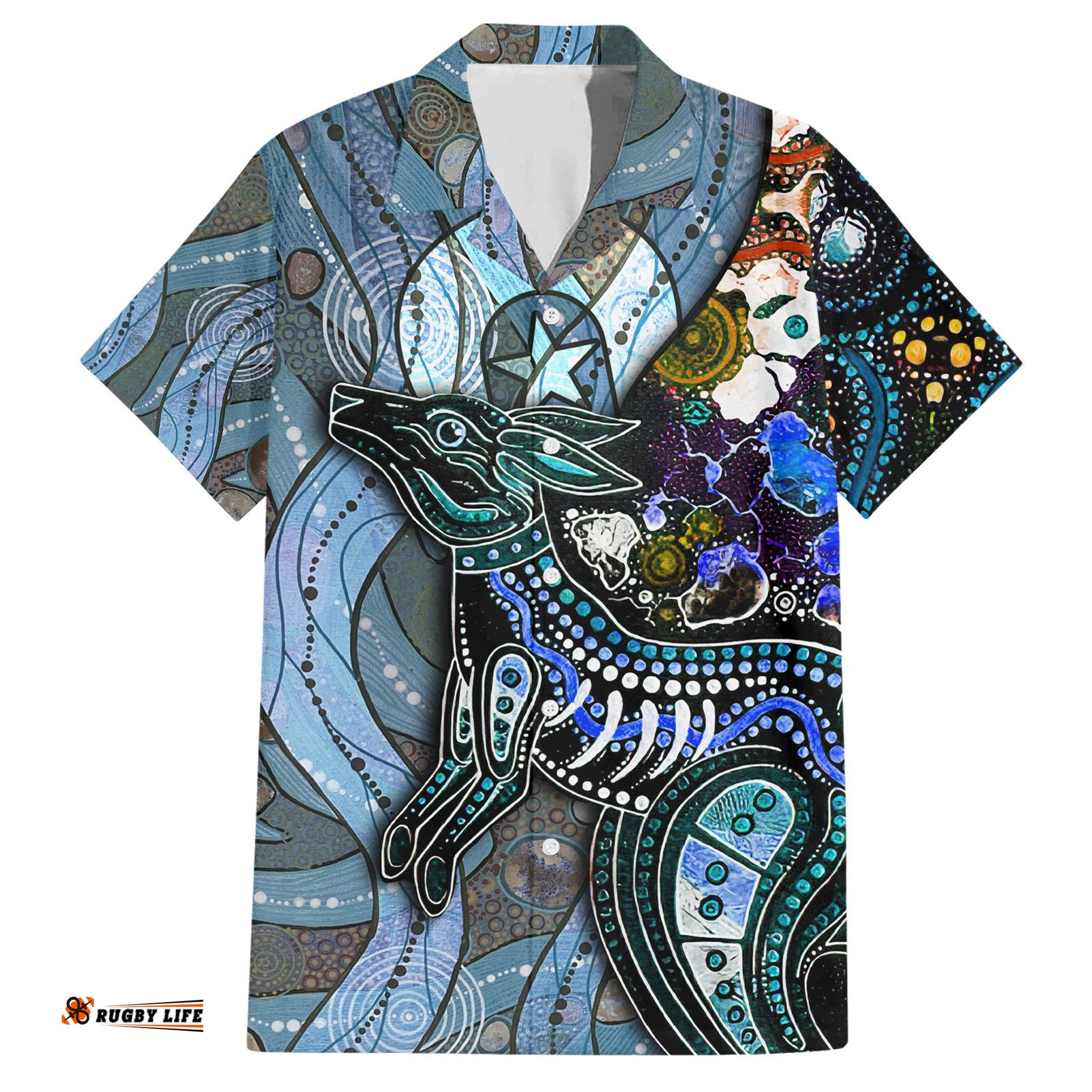 Kangaroo Aboriginal Pattern Dot Art Hawaiian Shirt