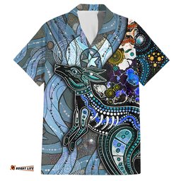 Kangaroo Aboriginal Pattern Dot Art Hawaiian Shirt