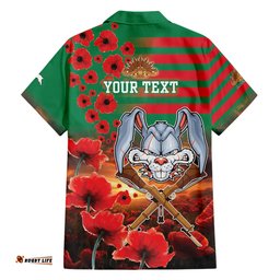 Personalised Rabbitohs Rugby ANZAC Hawaiian Shirt Starry Night and Field of Poppies