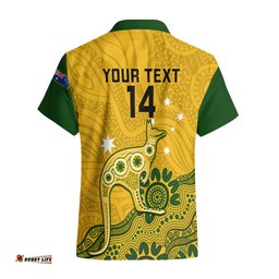 Custom Australia Rugby Hawaiian Shirt Wallabies Kangaroo Indigenous Art