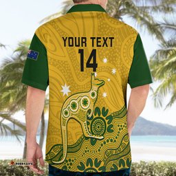 Custom Australia Rugby Hawaiian Shirt Wallabies Kangaroo Indigenous Art