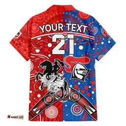 NRL Knights and Dragons Together Hawaiian Shirt Boomerang Indigenous Dots