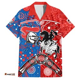 NRL Knights and Dragons Together Hawaiian Shirt Boomerang Indigenous Dots
