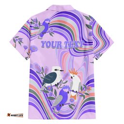 Personalised Australia Hippie Christmas Hawaiian Shirt Cockatoo Kookaburra with Wattle Violet Pastel Color