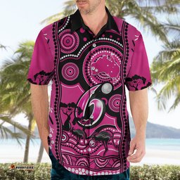 Sydney Sixers Cricket Hawaiian Shirt Happy Australia Day Aboriginal Art