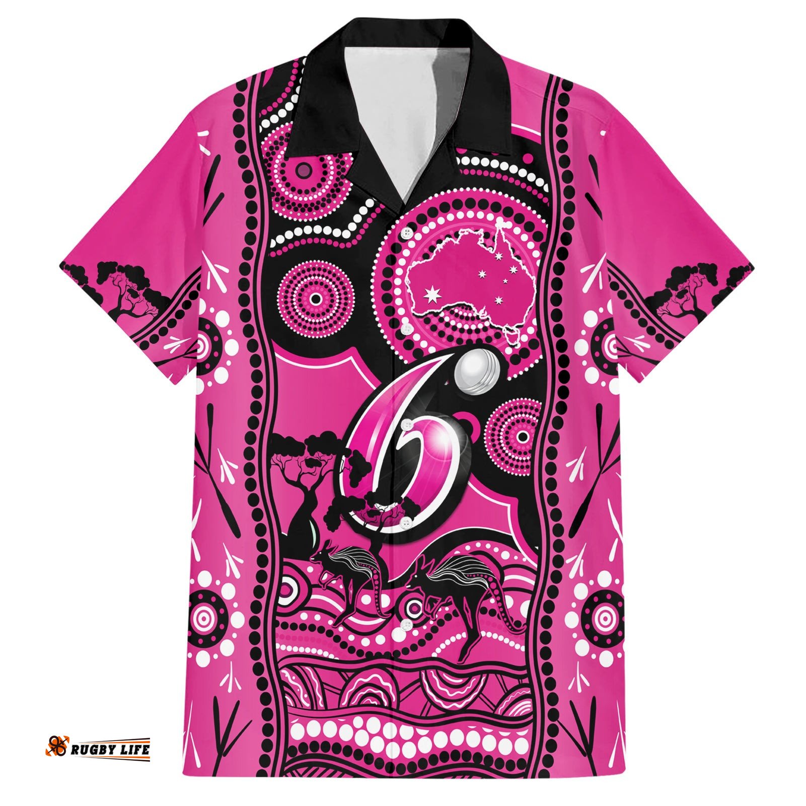 Sydney Sixers Cricket Hawaiian Shirt Happy Australia Day Aboriginal Art