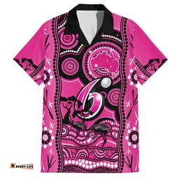 Sydney Sixers Cricket Hawaiian Shirt Happy Australia Day Aboriginal Art